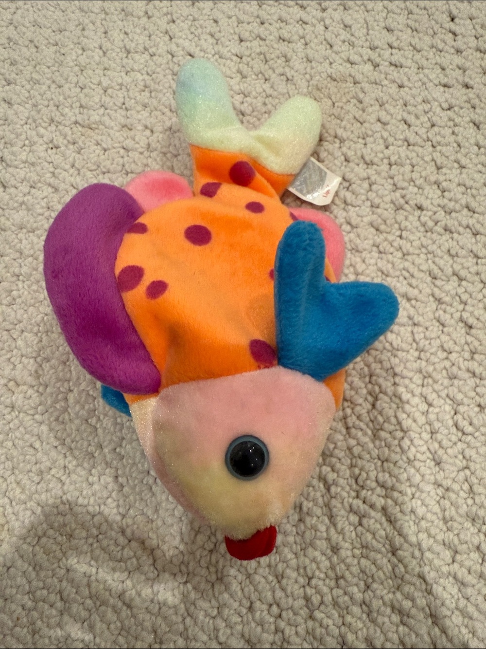Rare Lips Ty Beanie Baby Colorful Plush Fish Toy - Bright Orange & Multicolor